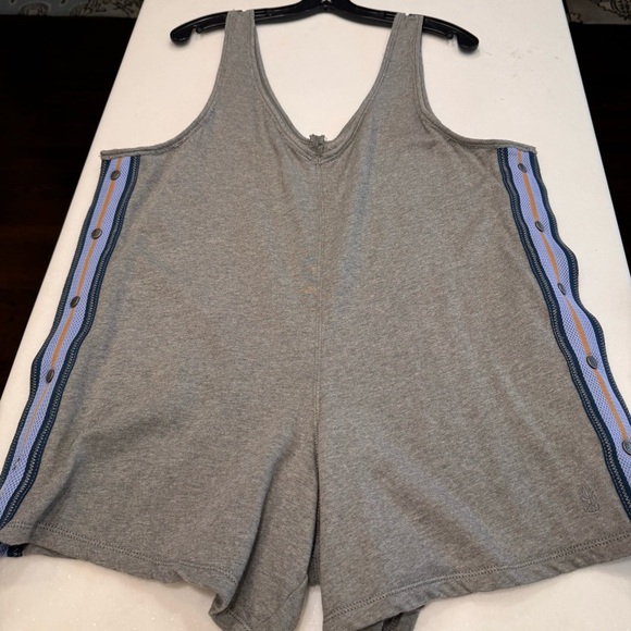 Free People Get Set Track Romper gray blue side straps & snaps size Small - Picture 11 of 14